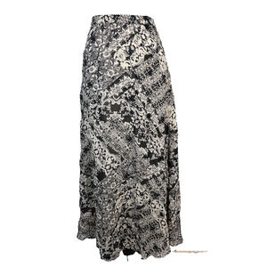 Coldwater Creek Skirt size Large Black Sheer Ivory Floral Sequins Long A Line